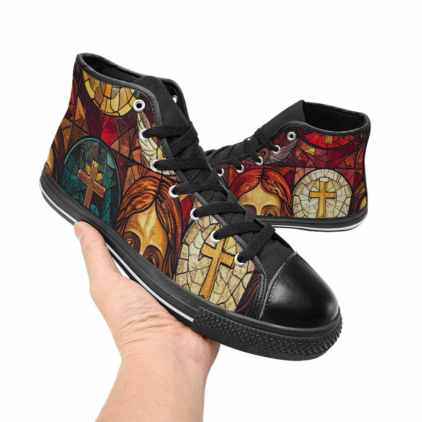 WOMEN'S Jesus Face Small High Top Canvas Vivid Custom Shoes