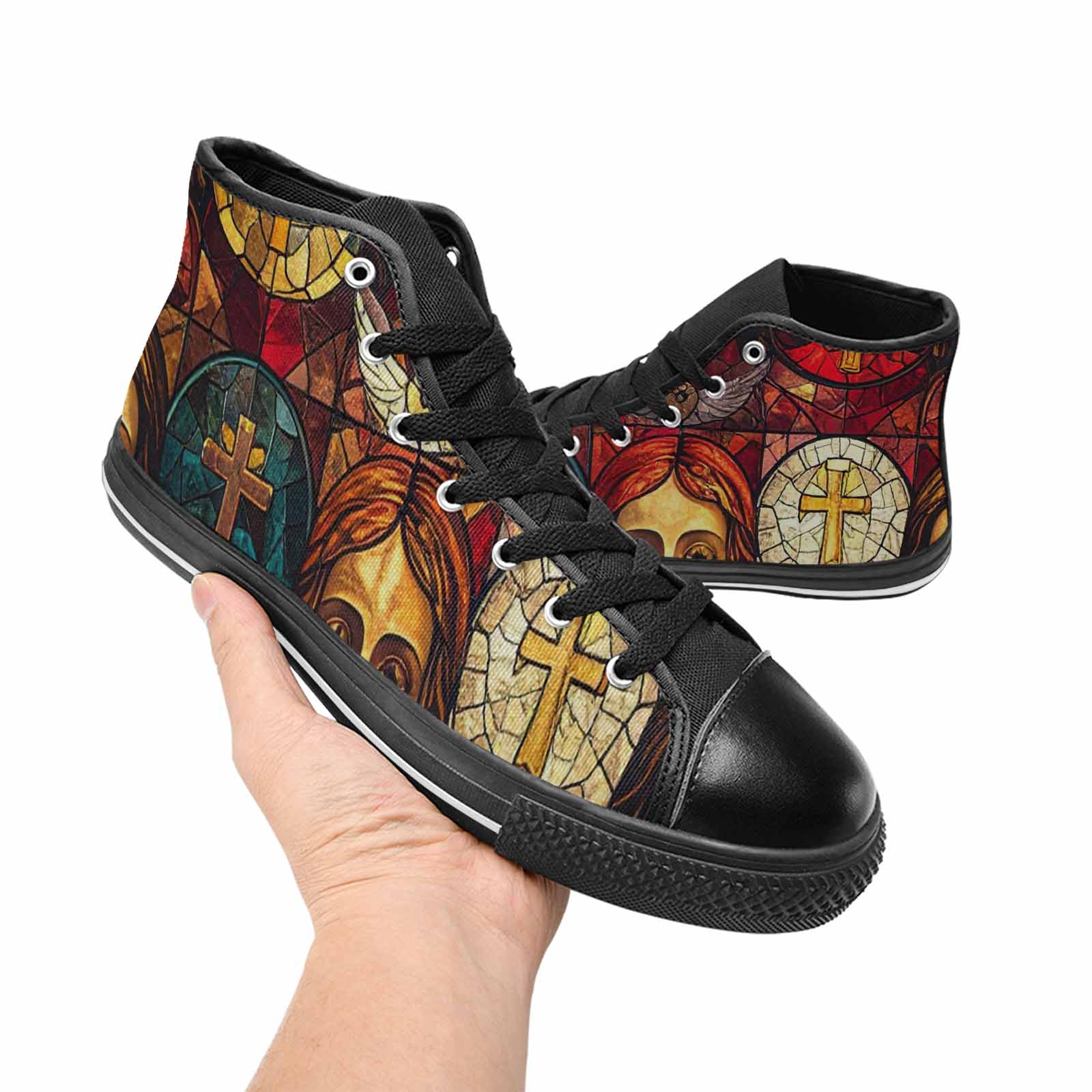 WOMEN'S Jesus Face Small High Top Canvas Vivid Custom Shoes
