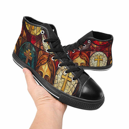 WOMEN'S Jesus Face Small High Top Canvas Vivid Custom Shoes