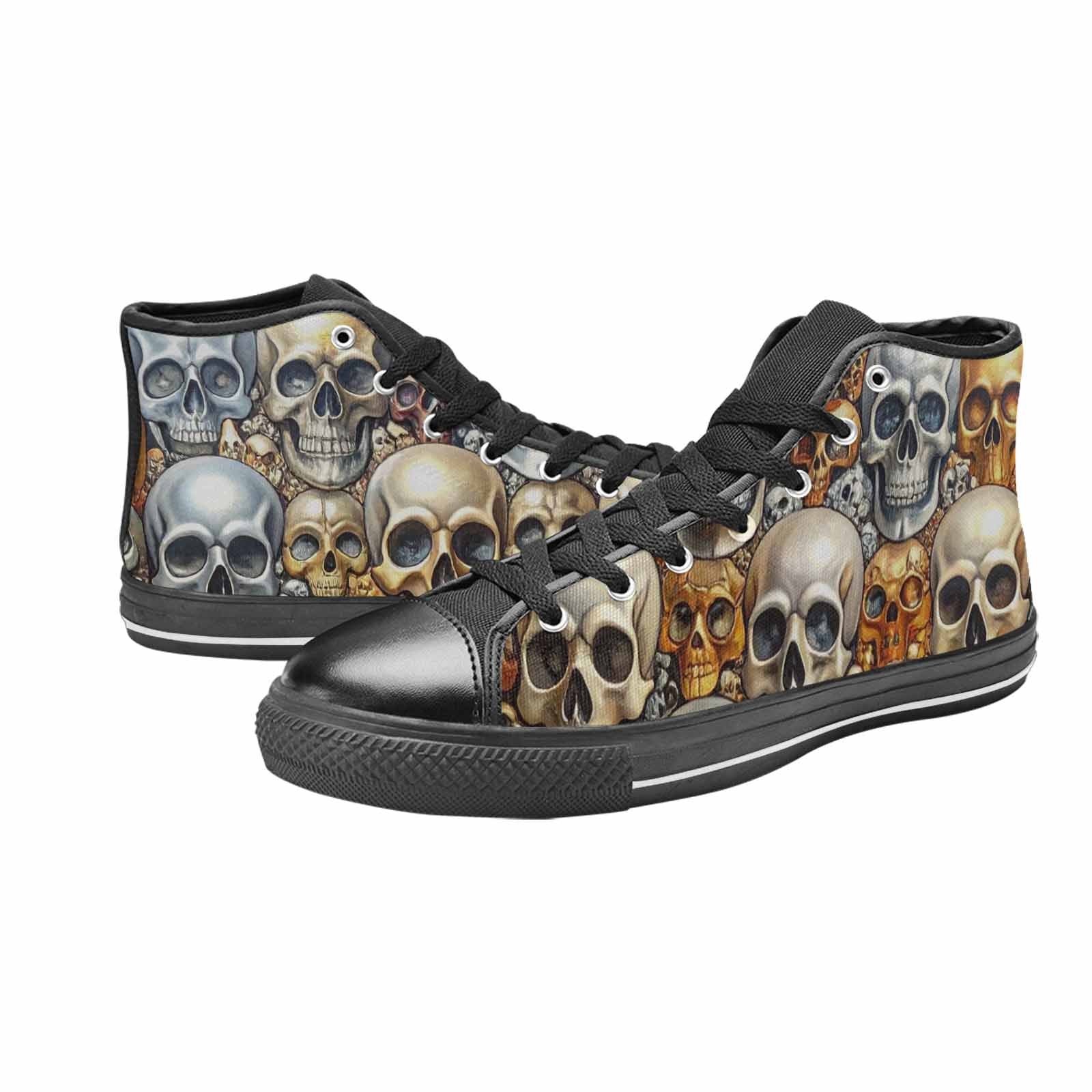 WOMEN'S Skulls - Metallic-Chrome- High Top Canvas Dark Academia Custom Shoes
