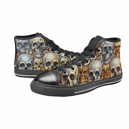 WOMEN'S Skulls - Metallic-Chrome- High Top Canvas Dark Academia Custom Shoes