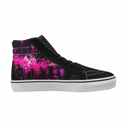 MEN'S Skeletons  Neon Pink High Top Canvas Cottagecore Sneakers