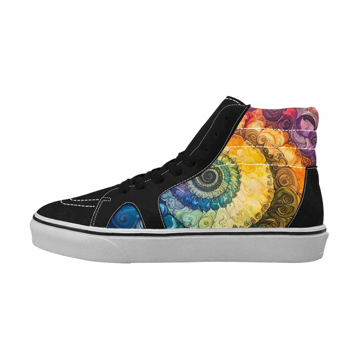 MEN'S Tie High Top Canvas Vibrant Chaos Custom Sneakers