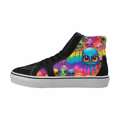 MEN'S Melting Aliens High Top Canvas Kaleidoscope Custom Sneakers