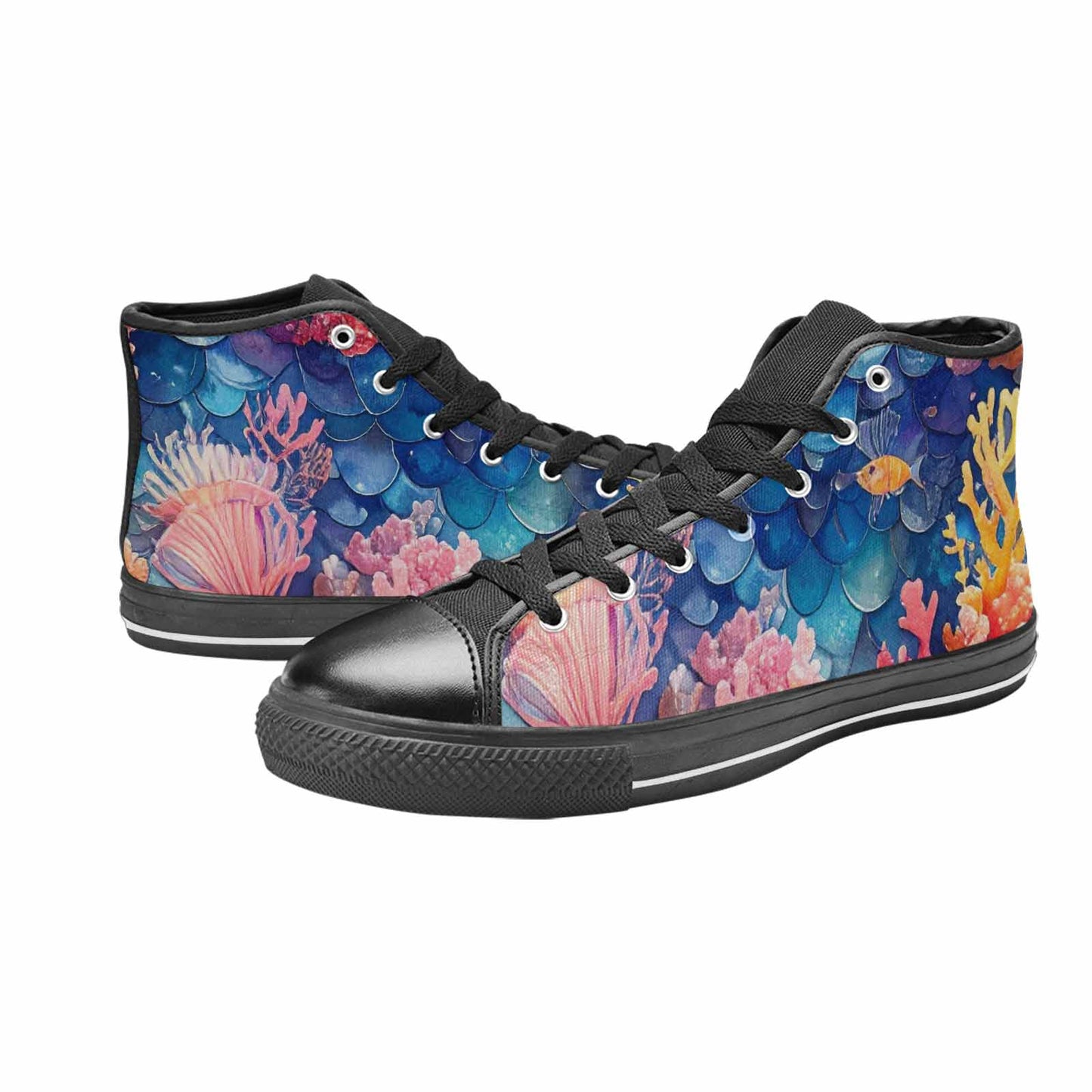 MEN'S Fish Scale Coral High Top Canvas Y2K Sneakers