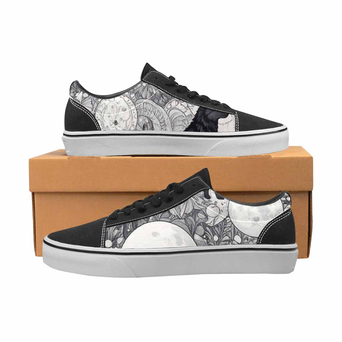 WOMEN'S Wolves Everywhere Collage Canvas Lace-Up Surreal Custom Shoes