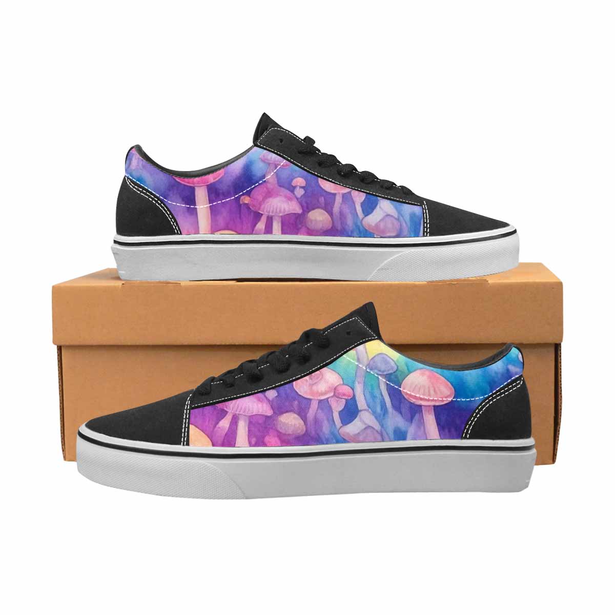 WOMEN'S Mushrooms  Tie Dye Lace-Up Canvas Vivid Sneakers