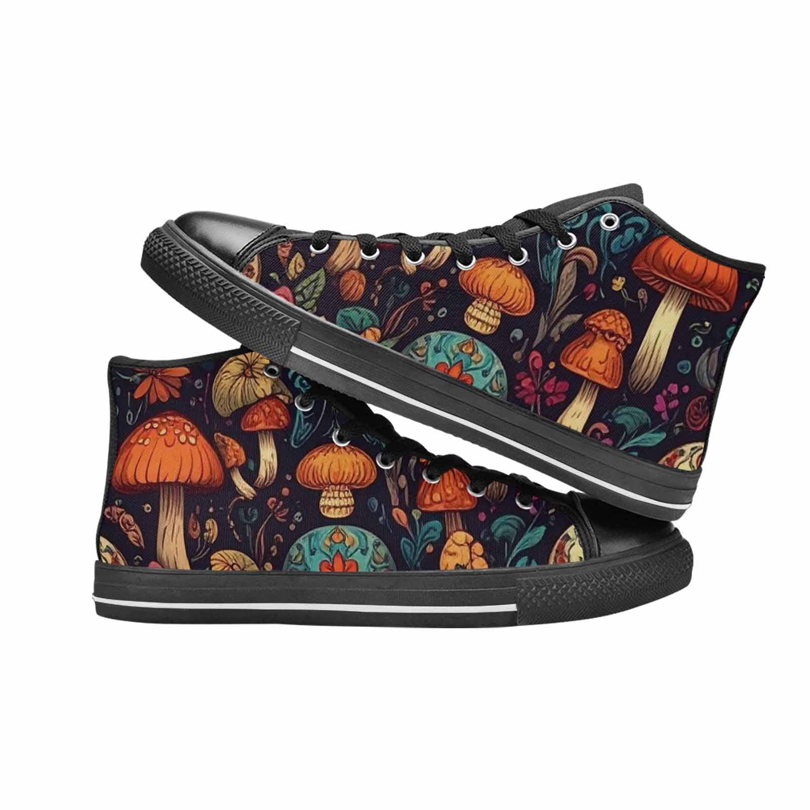 WOMEN'S Mushrooms And Skulls High Top Canvas Y2K Custom Sneakers