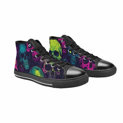MEN'S Skulls - Neon High Top Canvas Wallpaper Art Sneakers