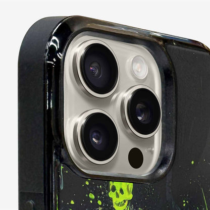 iPhone 16 Pro Max Case — Skeletons Neon Green Glow Skeletons Pattern, Unique Phone Case Design