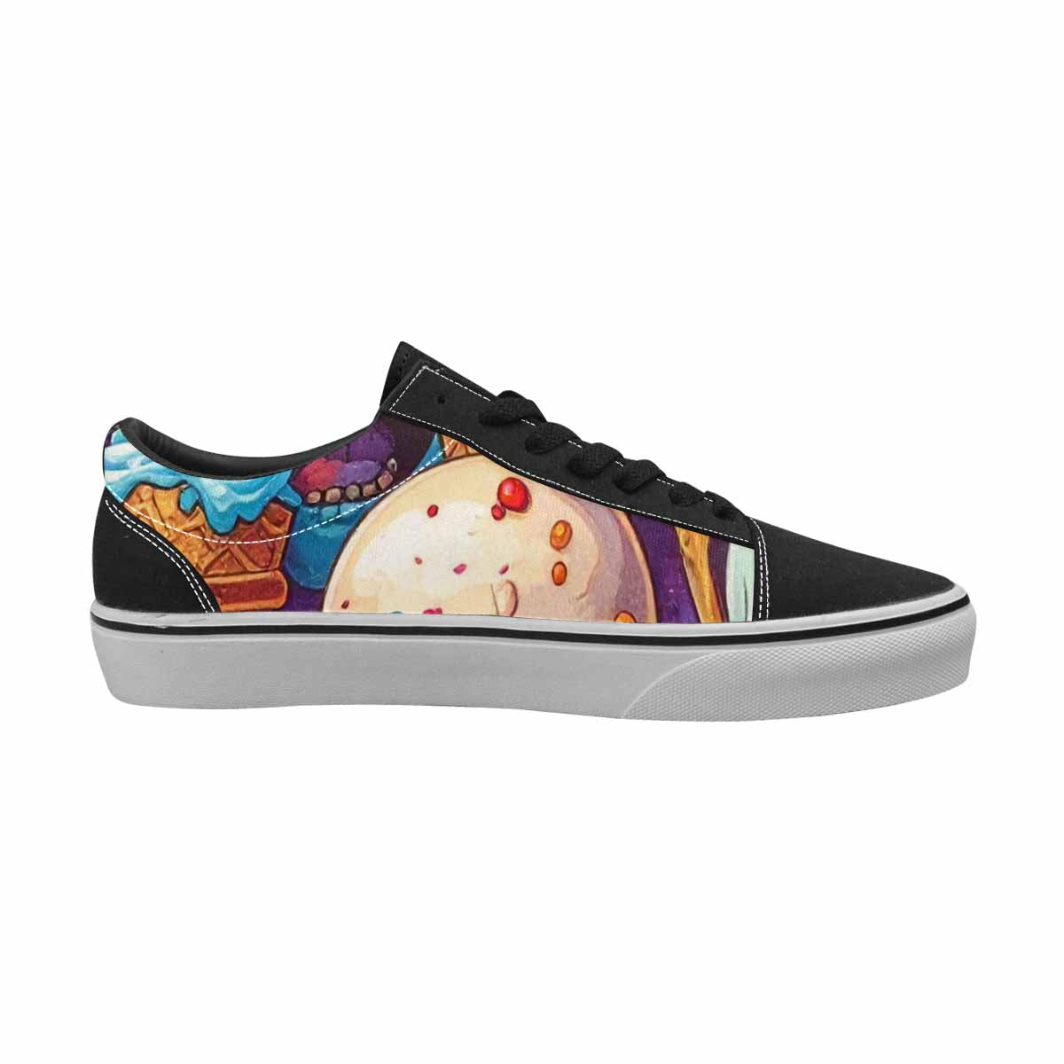 WOMEN'S Ice Cream Monsters  Lace-Up Canvas Wallpaper Art Sneakers
