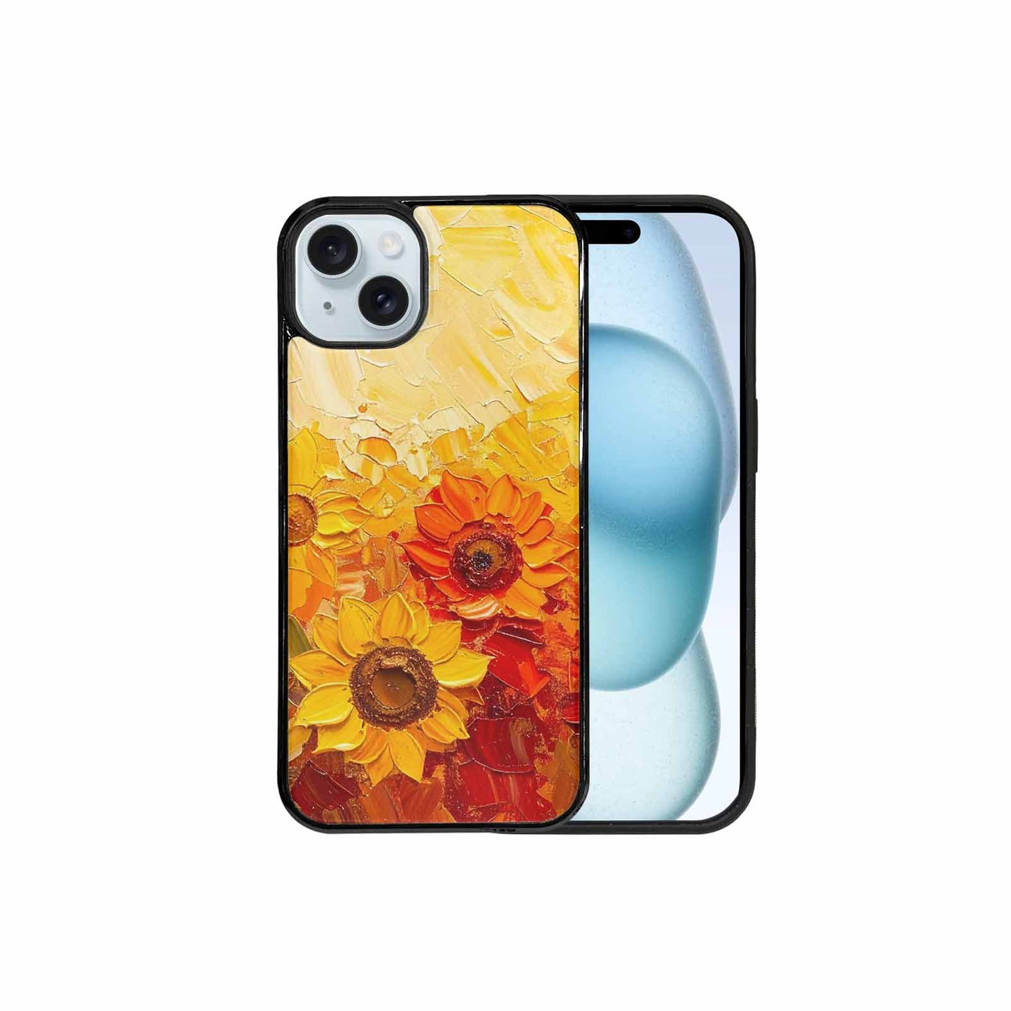 iPhone 15 Plus Case — Impressionist Sunflower Brushstroke Pattern Hundreds Of, Custom Printed Phone Case
