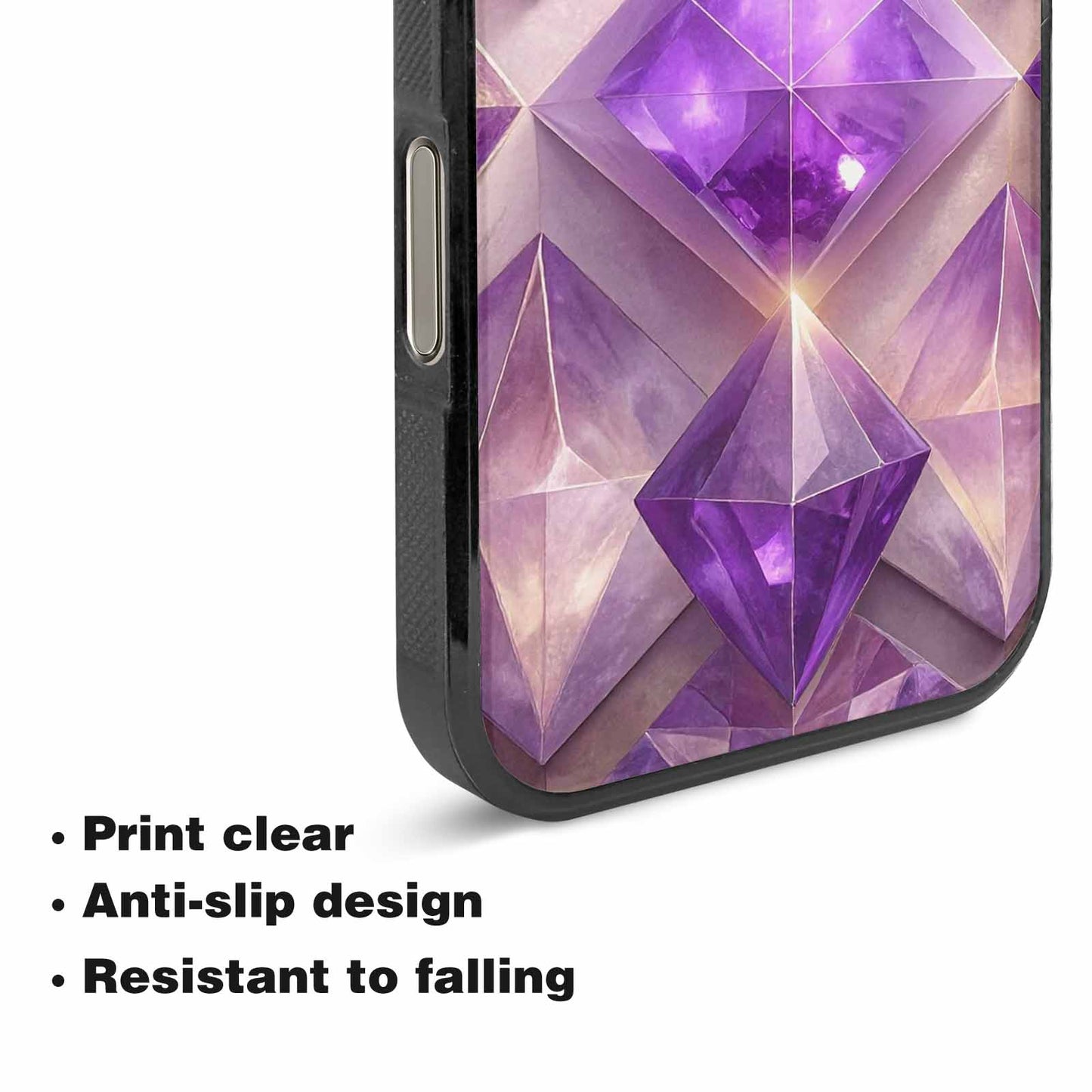 iPhone 16 Pro Case — Amethyst Crystal Art Pattern, Personalized Phone Case