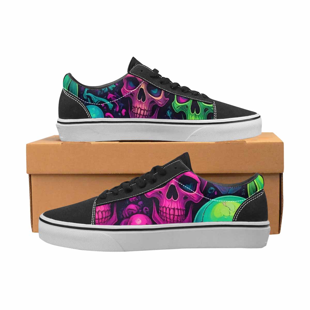 WOMEN'S Skulls - Neon Canvas Lace-Up Dark Academia Sneakers