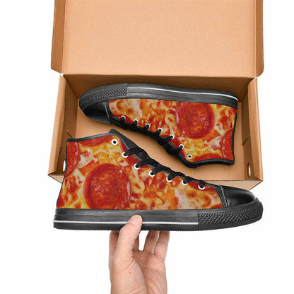 MEN'S Pepperoni Pizza Print High Top Canvas Dark Academia Custom Sneakers