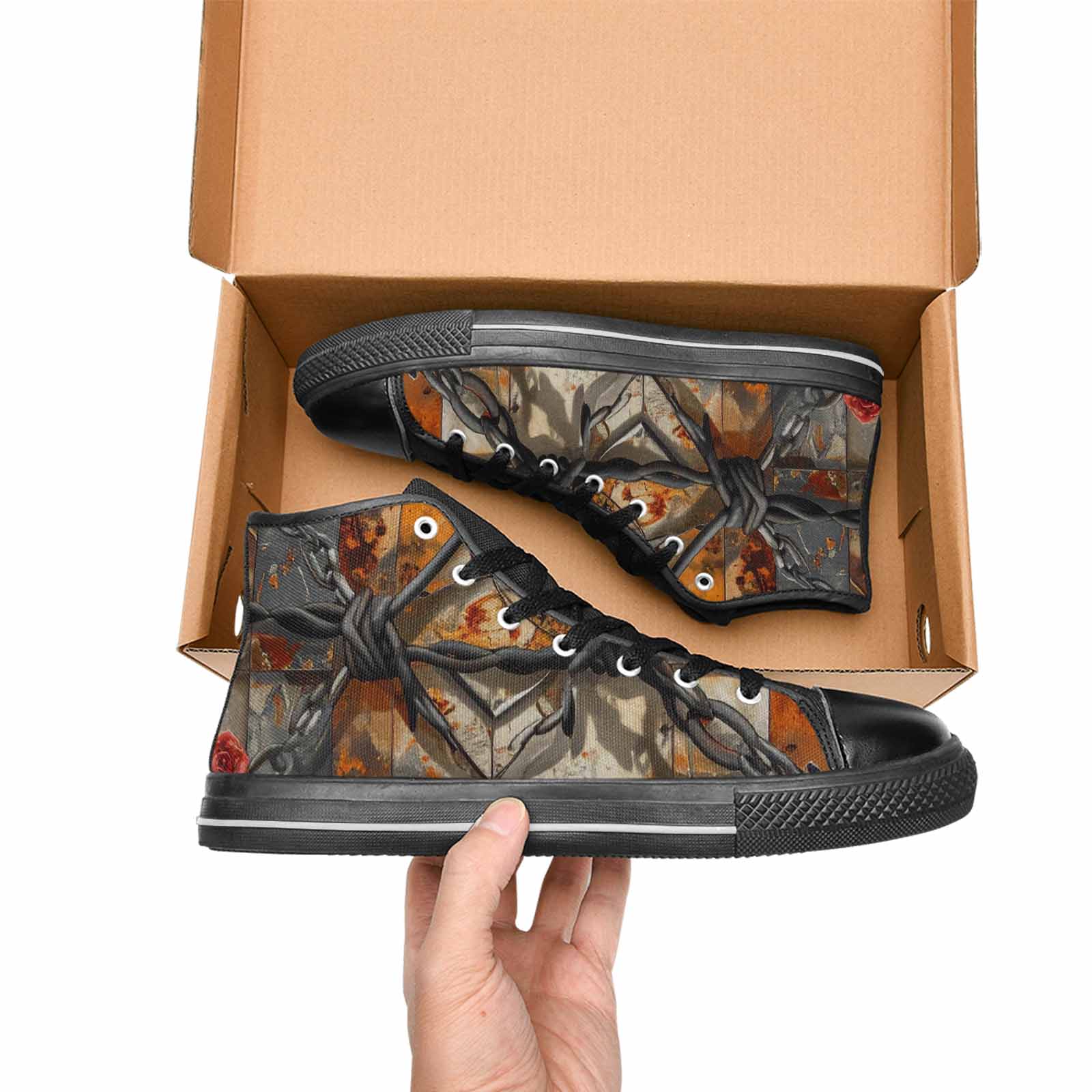 WOMEN'S Barbed Wire Chain High Top Canvas Dreamcore Sneakers