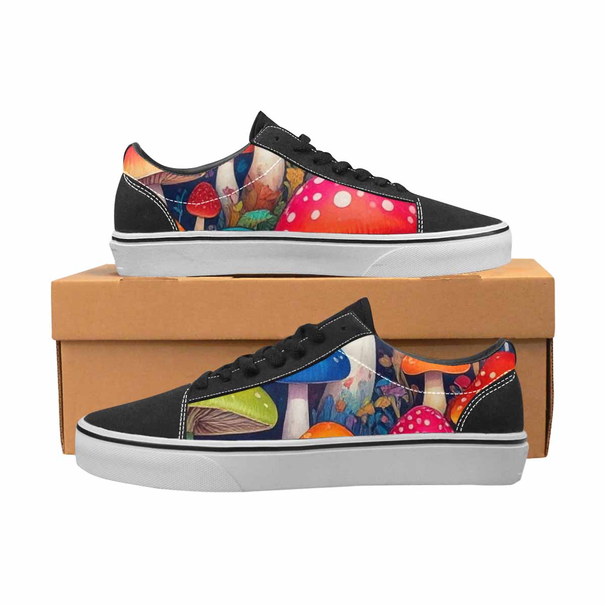 WOMEN'S Mushrooms (general) Lace-Up Canvas Melting Art Sneakers
