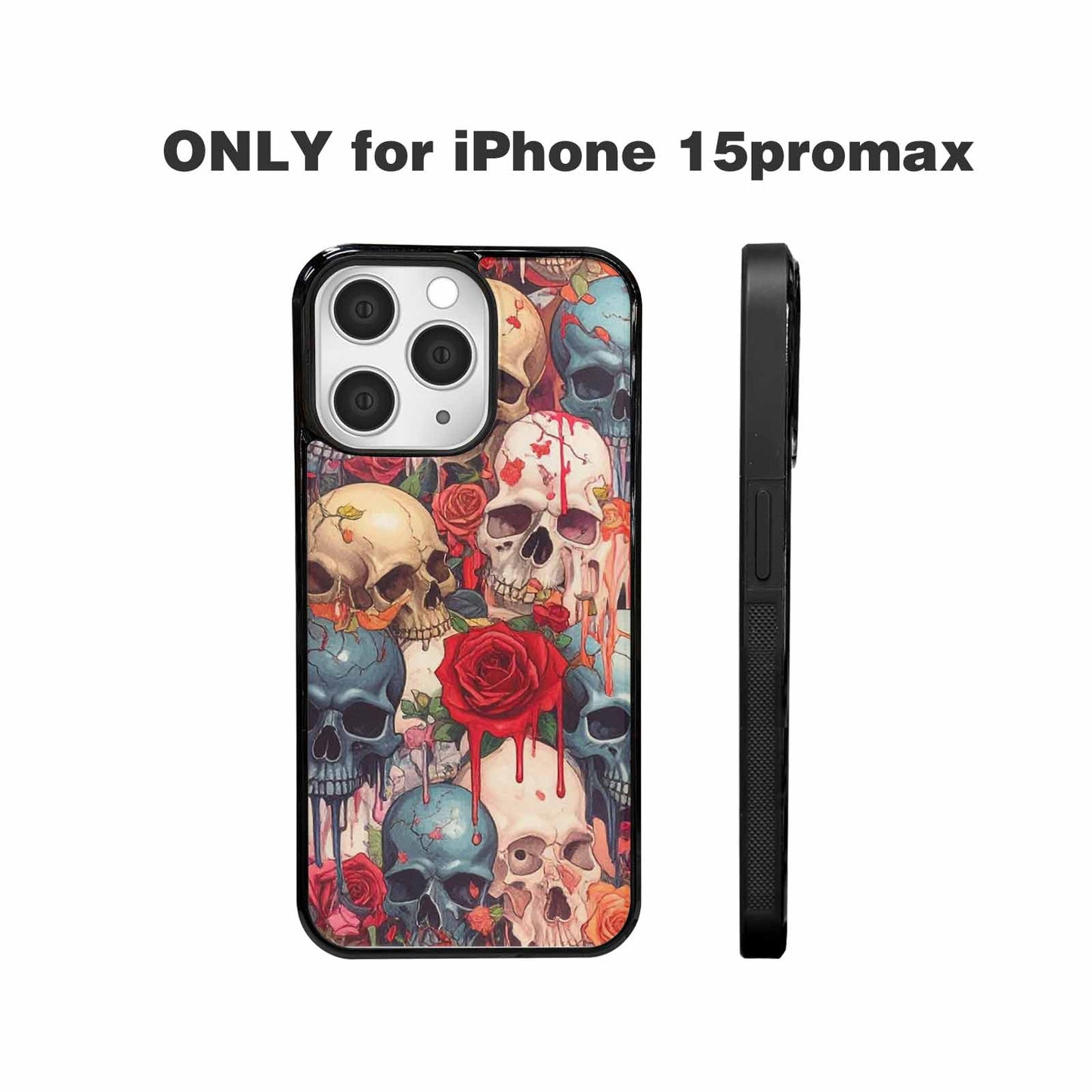 iPhone 15 Pro Max Case — Skulls And Roses Skulls And Roses, Custom Printed Phone Case