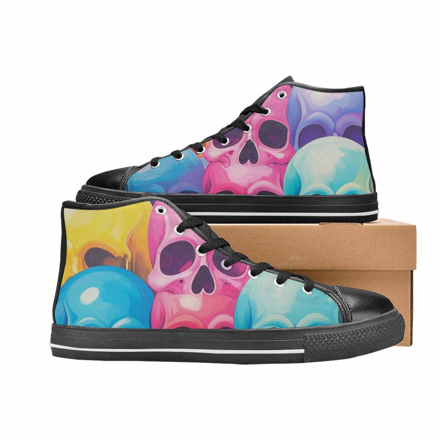 MEN'S Dripping Candy Skulls High Top Canvas Vivid Sneakers