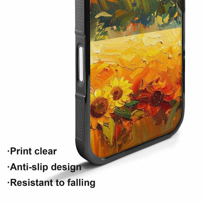 iPhone 17 Case — Impressionist Sunflower Brushstroke Pattern Floral, Custom Printed Phone Case