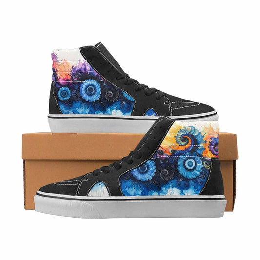 WOMEN'S Tie Dye Black & Blue Ink High Top Canvas One Of A Kind Dreamcore Custom Sneakers