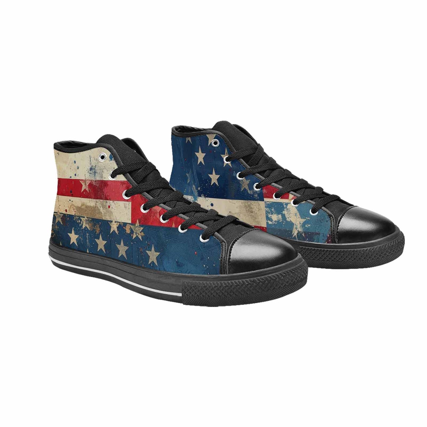 MEN'S American Flag Stars High Top Canvas Vivid Custom Shoes