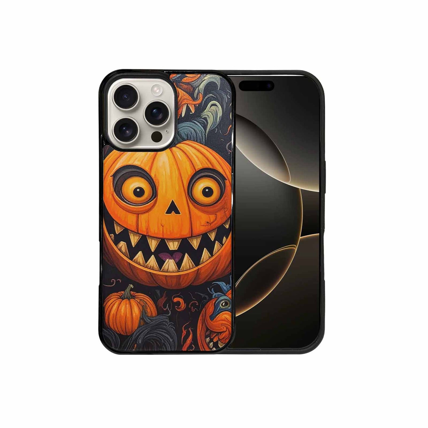 iPhone 16 Pro Max Case — Cartoon Pumpkin Monster, Custom Printed Phone Case