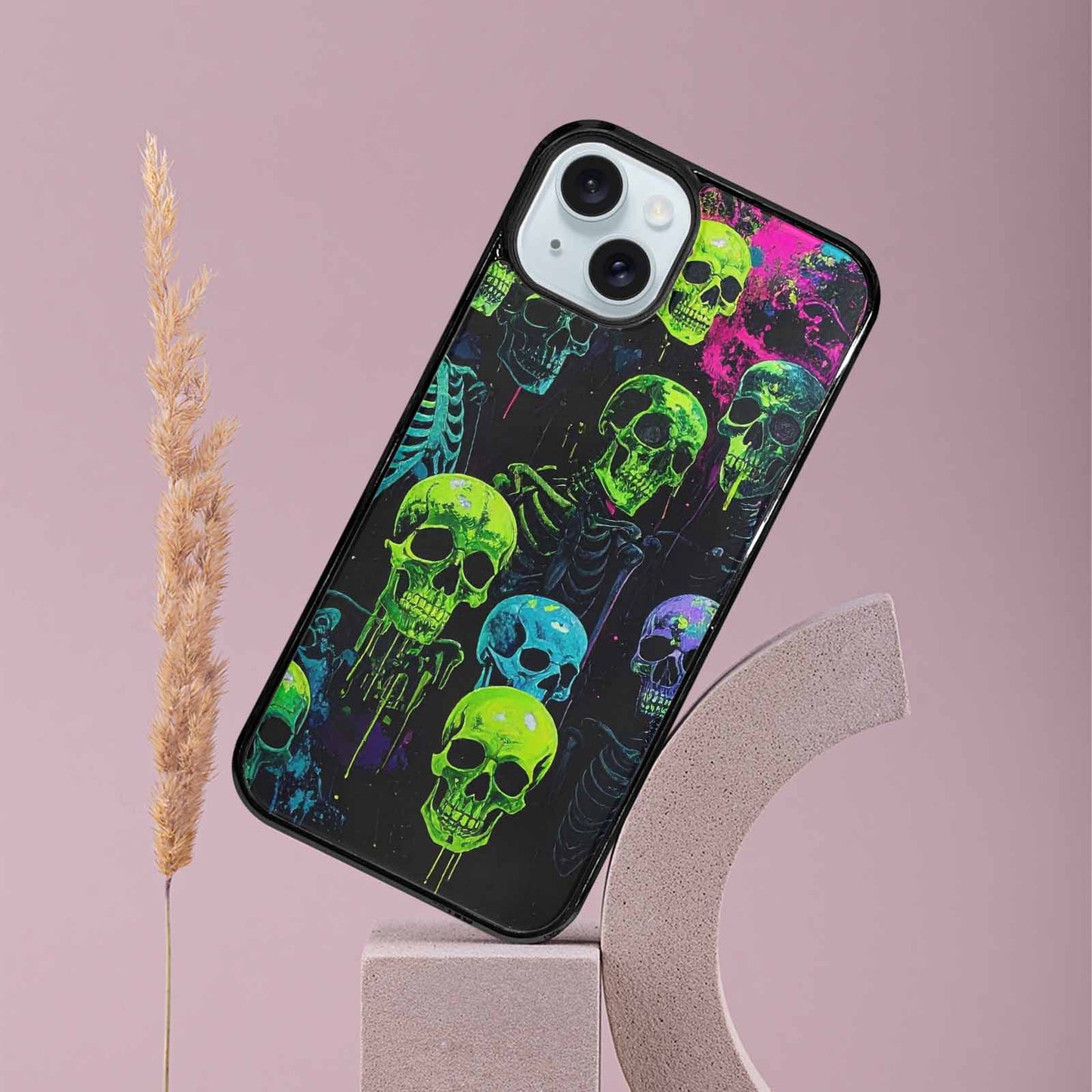 iPhone 15 Plus Case — Skeletons Neon Green Glowskele Ejt Personalized, Personalized Phone Case