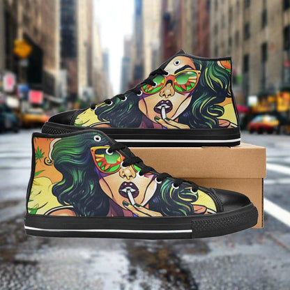 Aztec Orange Black Unique MEN Bold Art - Freaky Shoes | Custom Art Sneakers