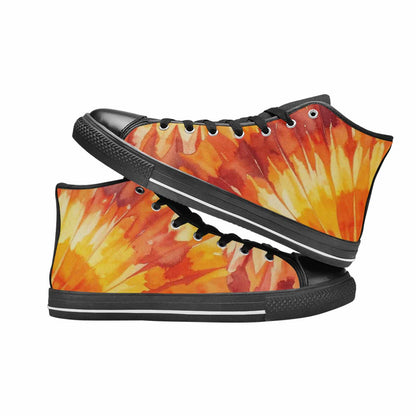 WOMEN'S Tie Dye Sunburst Rays High Top Canvas Y2K Custom Sneakers