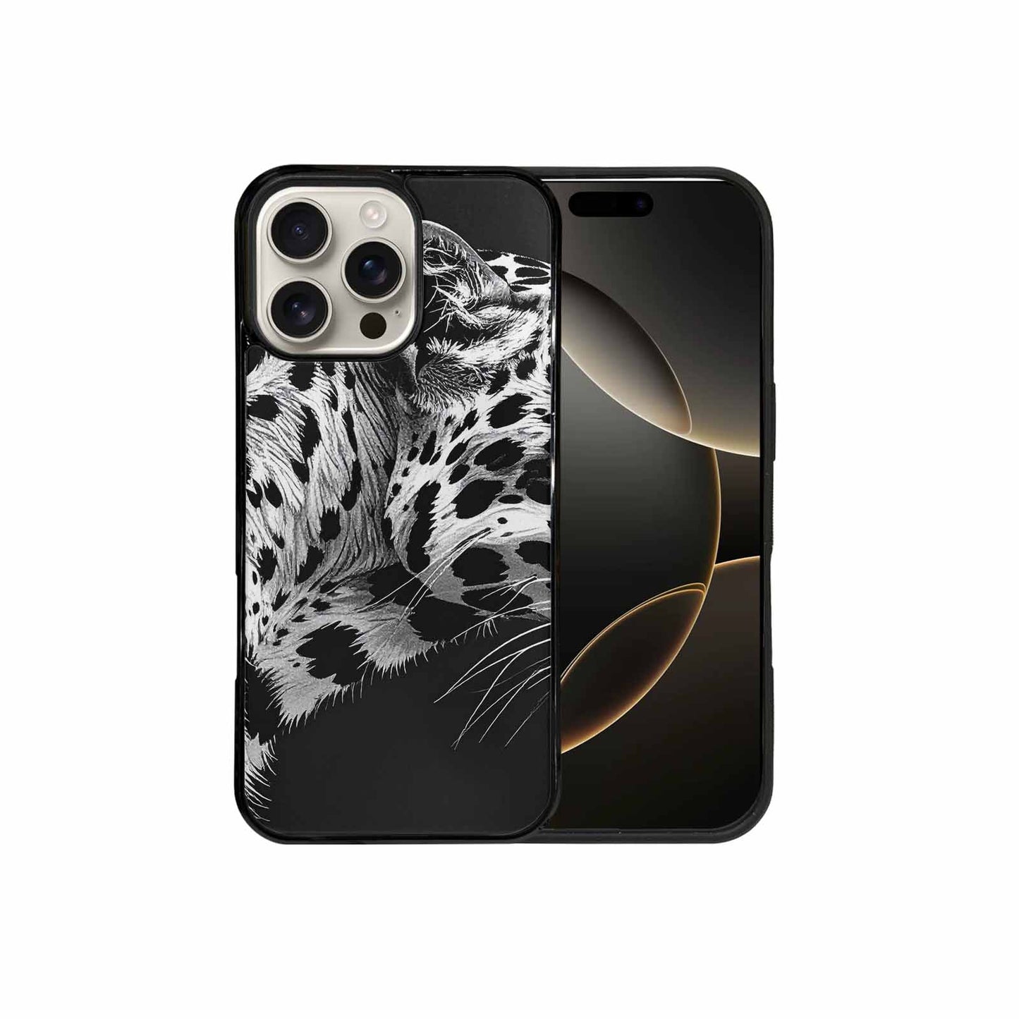 iPhone 16 Pro Max Case — Leopard Print Black And White Style, Custom Made Phone Cover