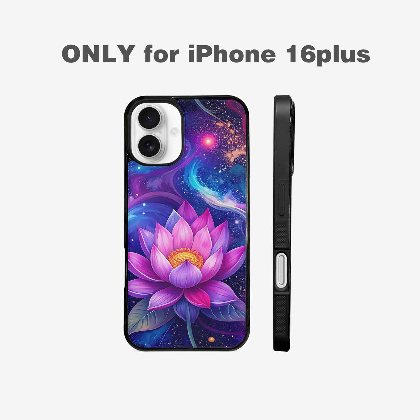 iPhone 16 Plus Case — Lotus Galaxy Art Seamless Pattern Vibrant, Unique Phone Case Design