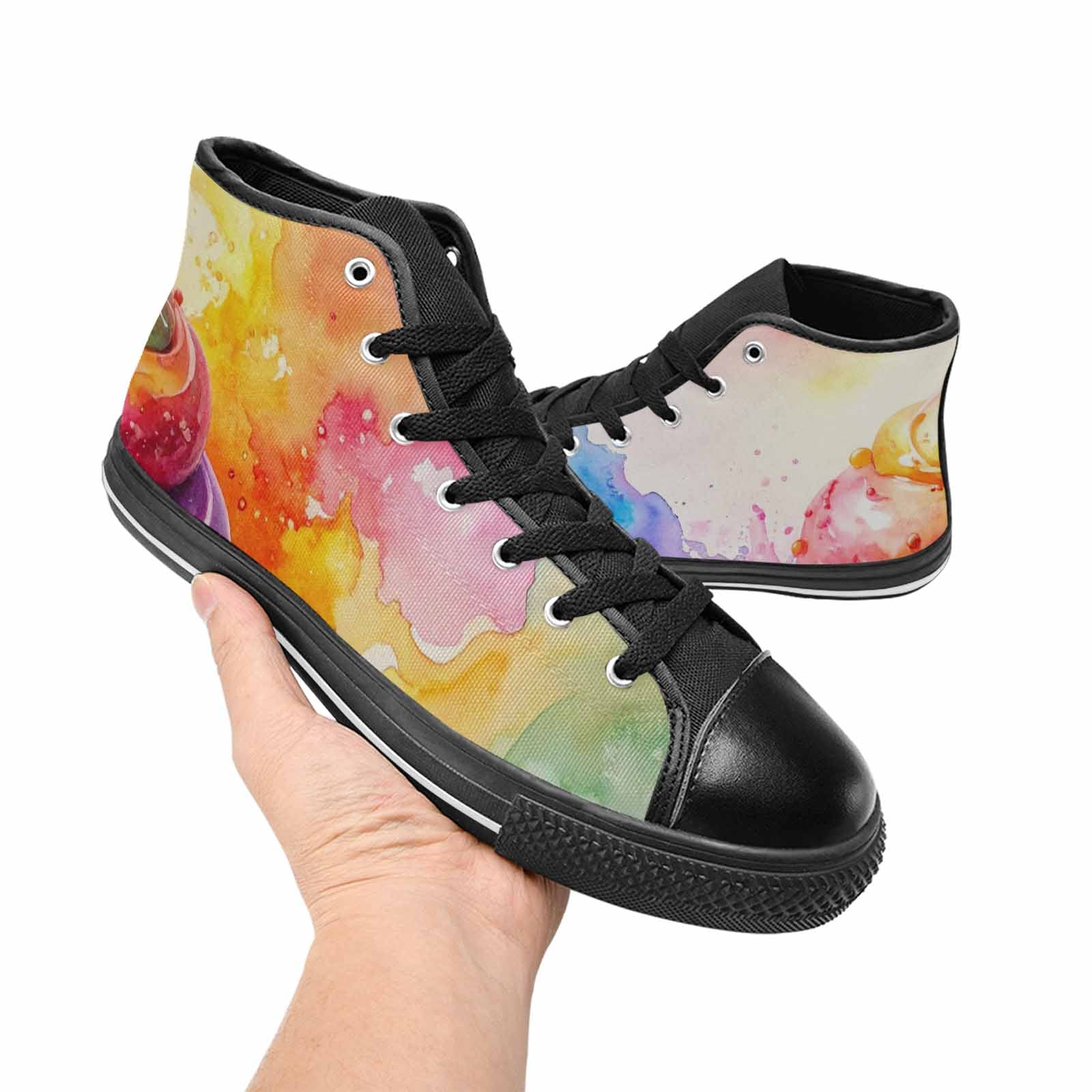 MEN'S Melting Icecream Collage High Top Canvas Dark Academia Custom Shoes