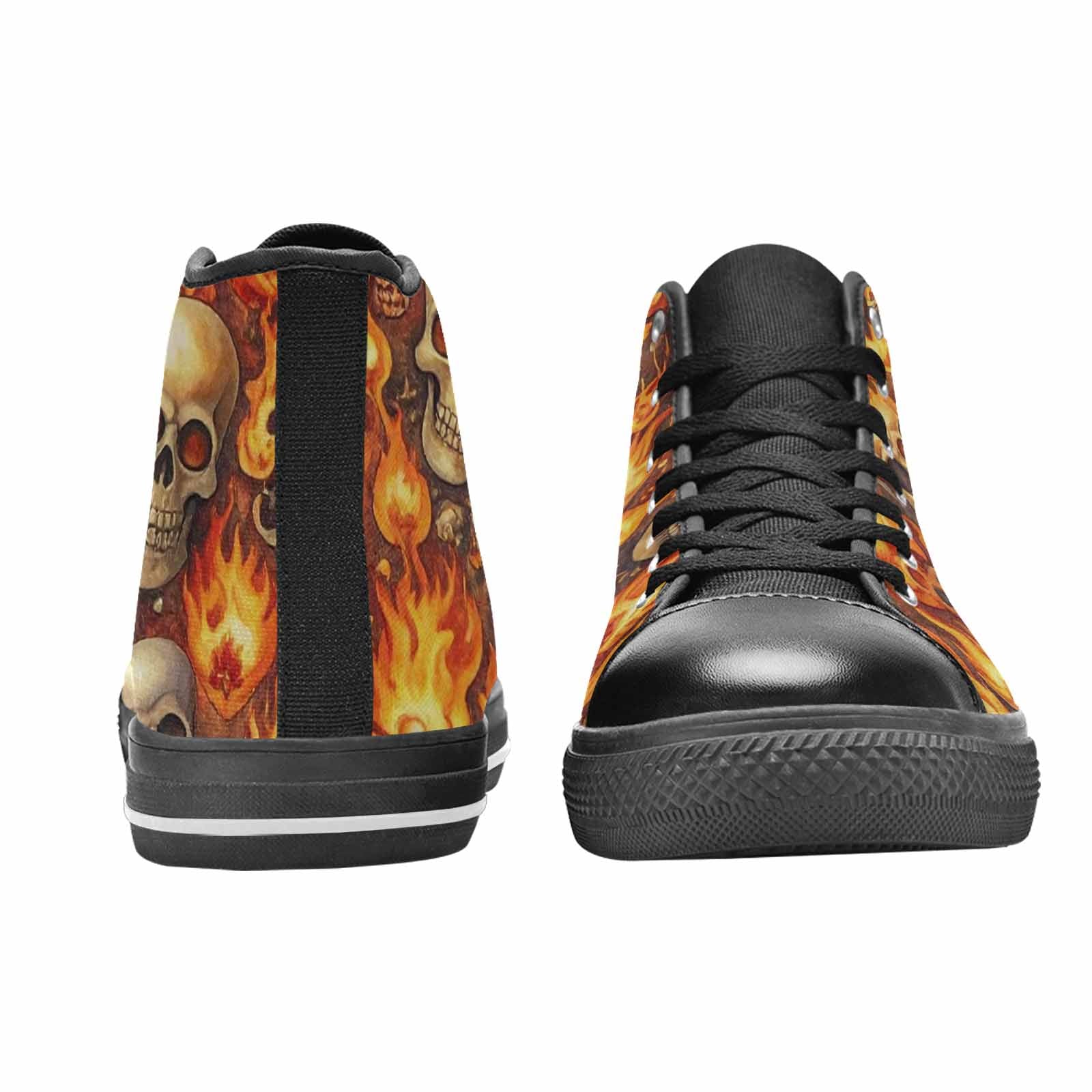 MEN'S Skulls - Flaming High Top Canvas Vivid Custom Shoes