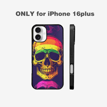 iPhone 16 Plus Case — Pride Flag Skulls Seamless Pattern Vibrant, Customized Protective Case