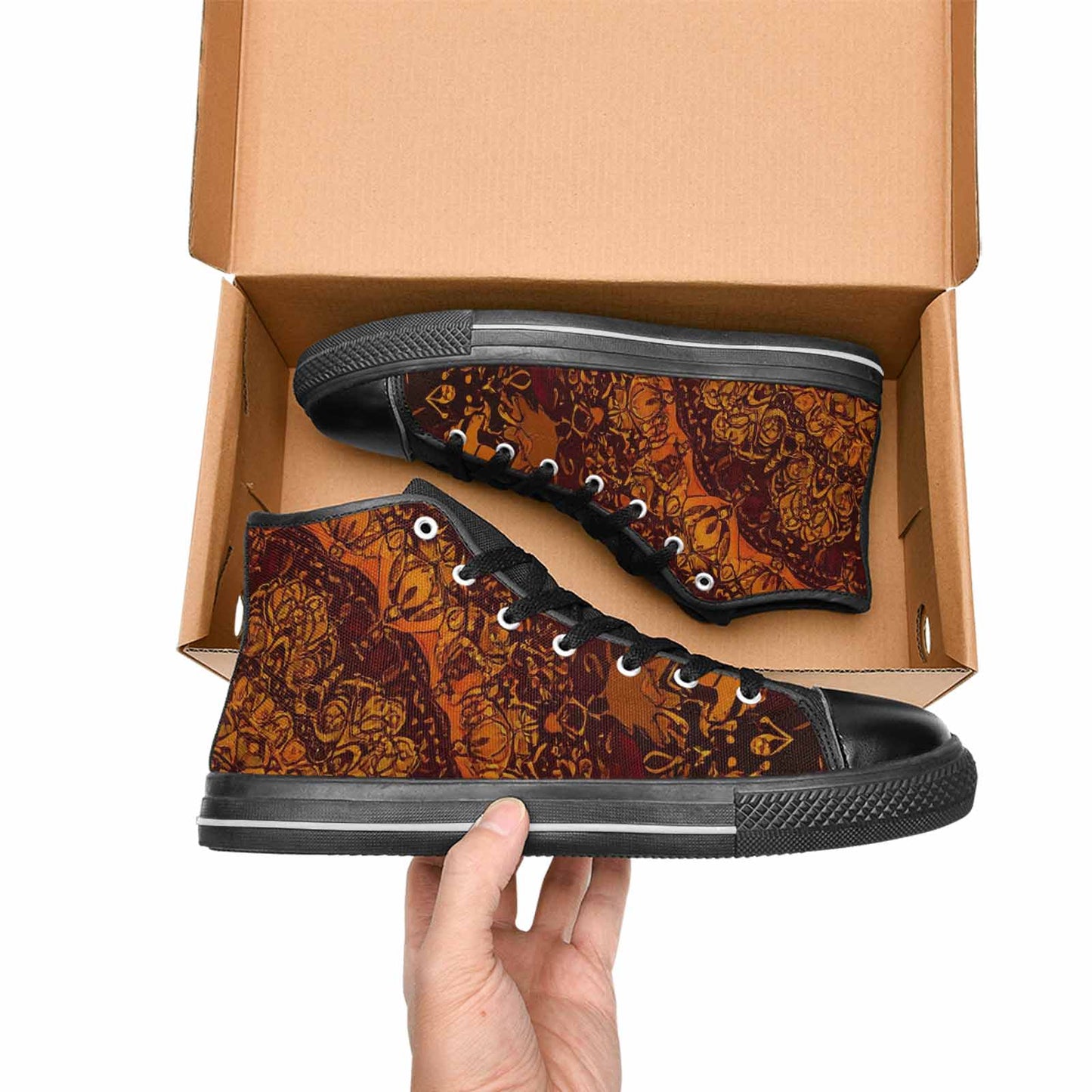 WOMEN'S Mandala Lions High Top Canvas Cottagecore Shoes