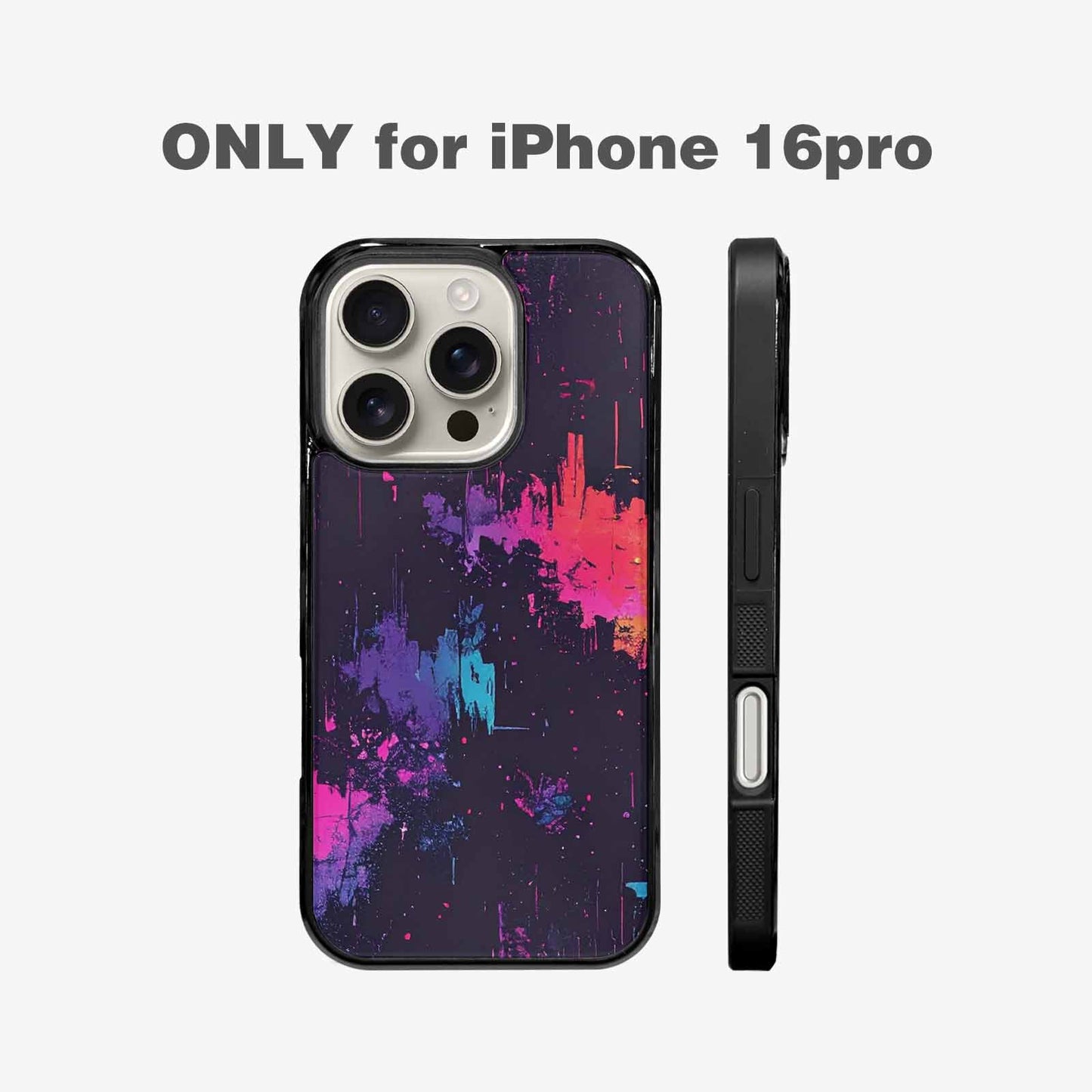 iPhone 16 Pro Case — Glitch Dark Art Seamless Pattern Vibrant, Custom Art Phone Cover