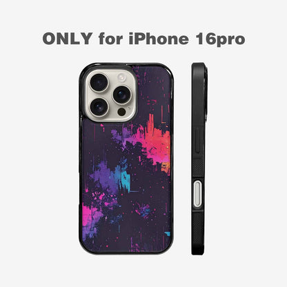 iPhone 16 Pro Case — Glitch Dark Art Seamless Pattern Vibrant, Custom Art Phone Cover