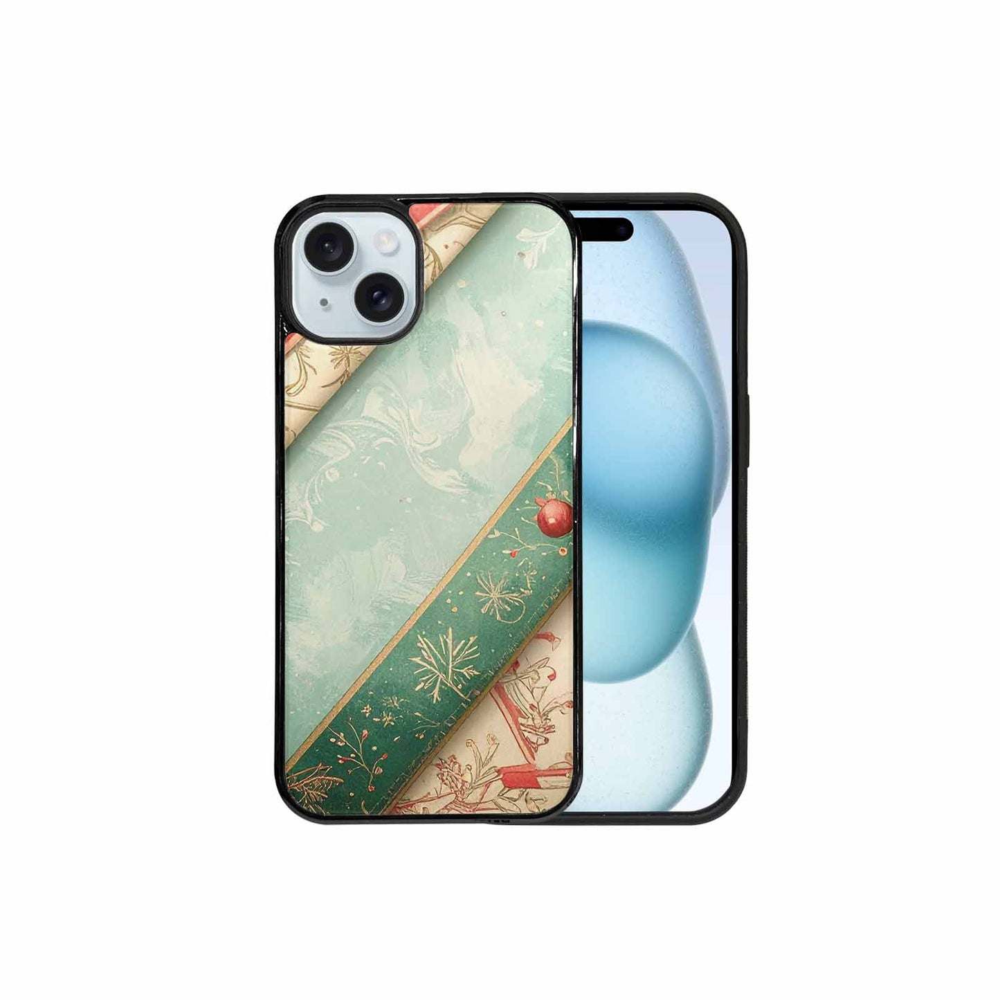 iPhone 15 Plus Case — Christmas Wrapping Paper Pattern Art Wallpaper, Original Design Phone Case