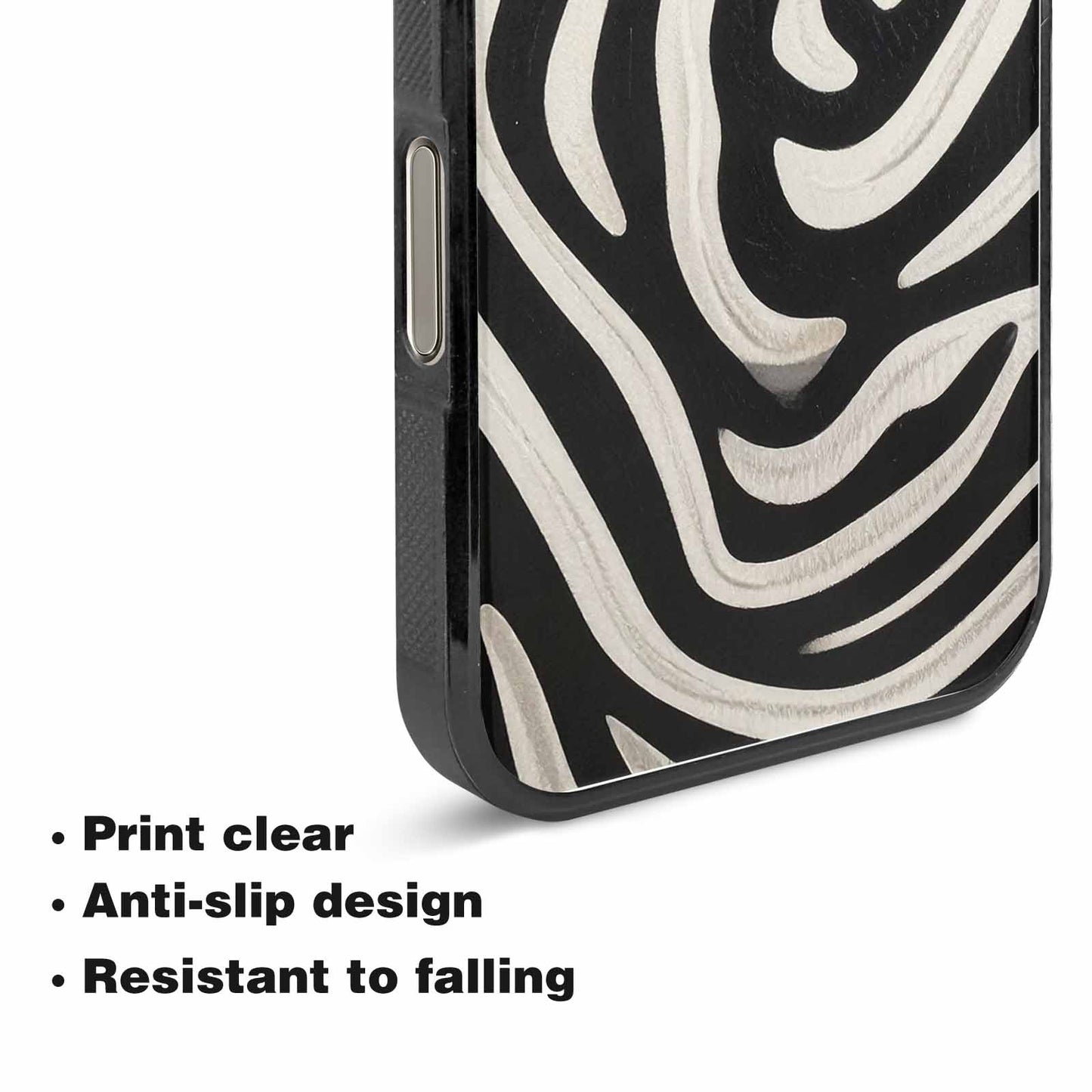 iPhone 15 Pro Max Case — Modern Zebra Stripe Solid Print Crisp, Custom Art Phone Cover