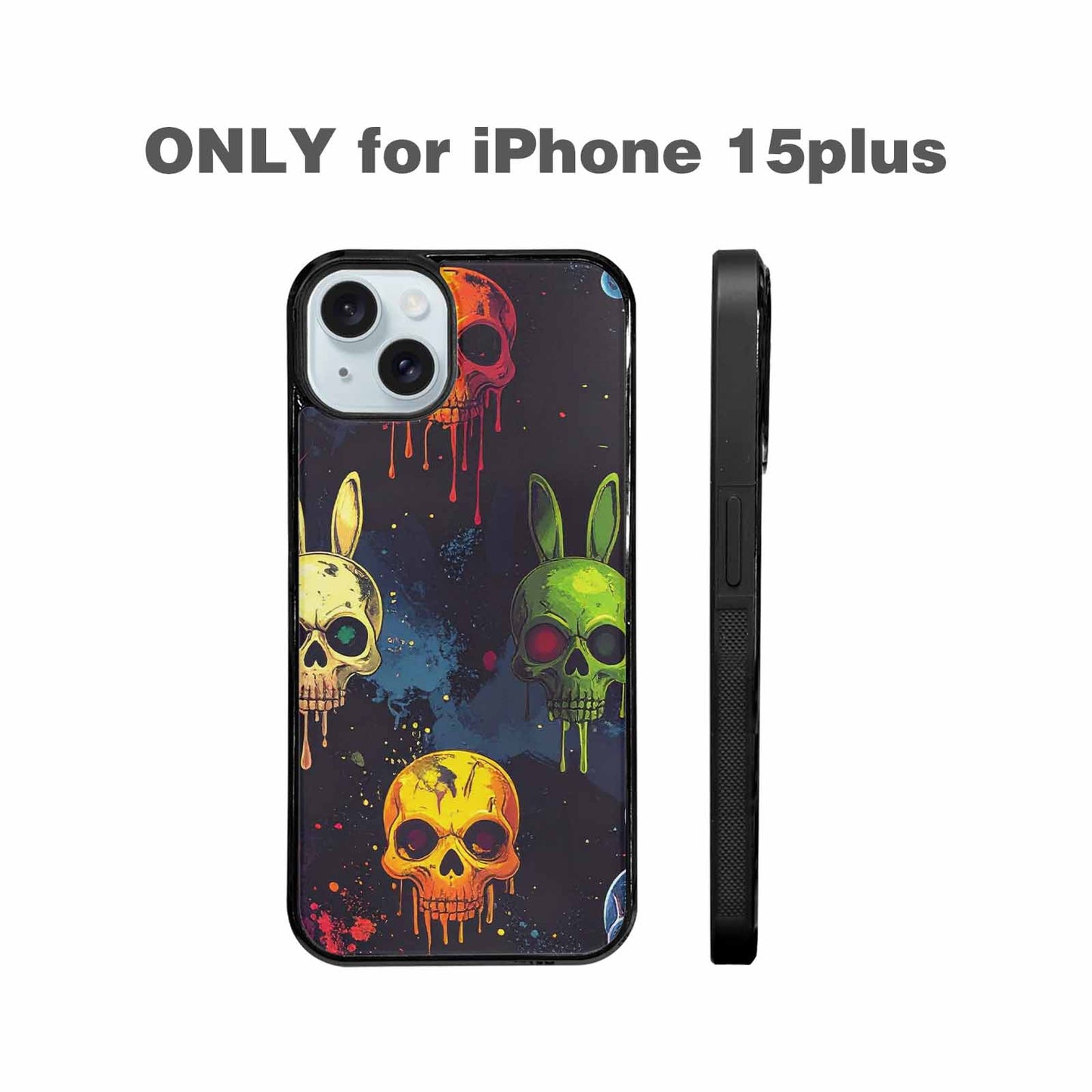iPhone 15 Plus Case — Radioactive Ghost Bunny Skull Small Radioactive, Custom Phone Case