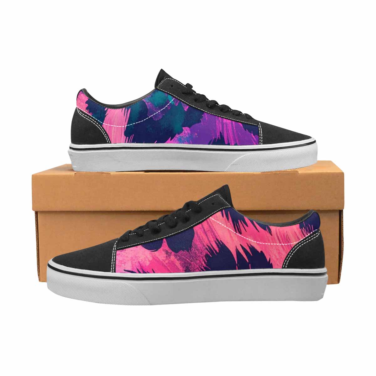 WOMEN'S Leopard Neon Pink Teal Airbrush Canvas Lace-Up Aesthetic Custom Shoes