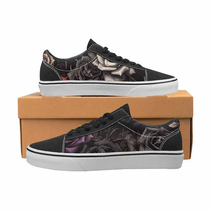 MEN'S Black Gothic Rose Canvas Lace-Up Aesthetic Custom Shoes