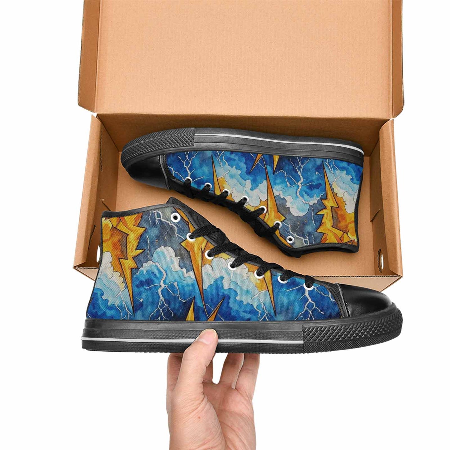 MEN'S Lightning Bolt High Top Canvas Vivid Custom Shoes