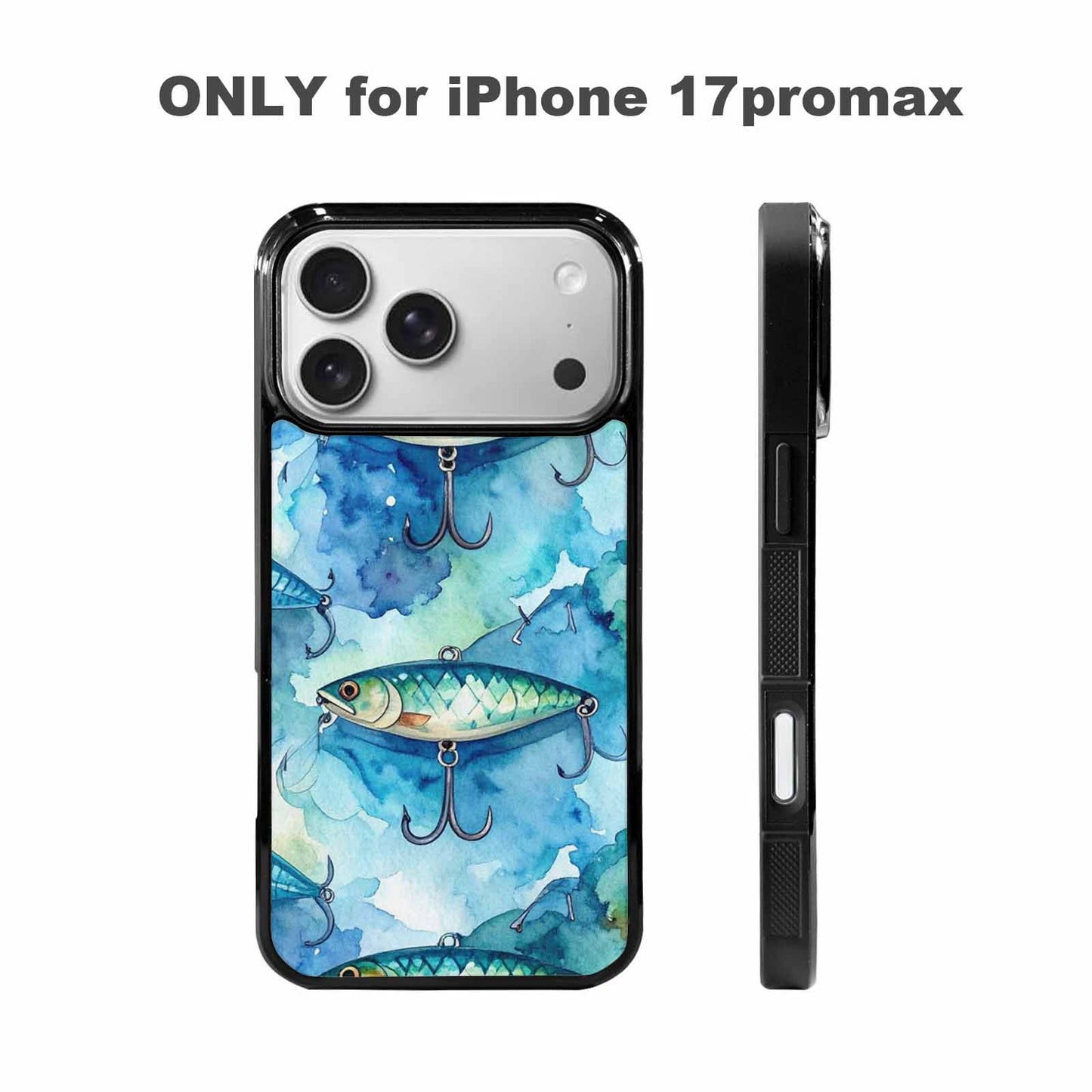 iPhone 17 Pro Max Case — Fishing Lure And Hook Watercolor Abstract, Custom Art Phone Cover