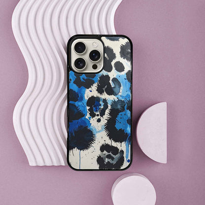iPhone 16 Pro Max Case — Animal Print Black Blue Ink Animal, Custom Printed Phone Case