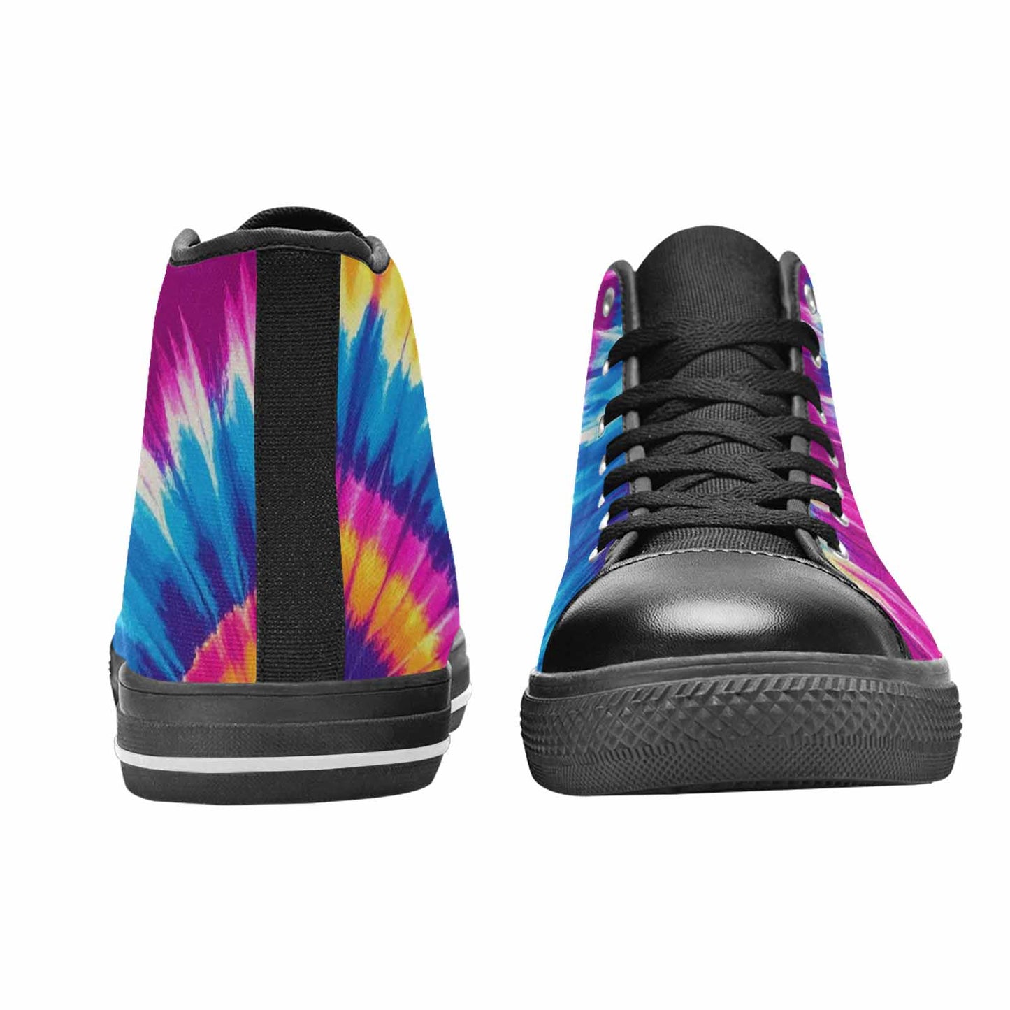WOMEN'S Tie Dye Spiral High Top Canvas Wallpaper Art Custom Sneakers