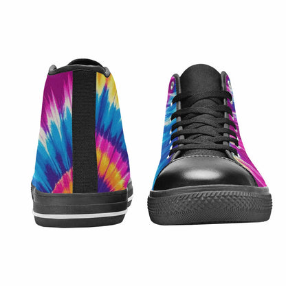 WOMEN'S Tie Dye Spiral High Top Canvas Wallpaper Art Custom Sneakers