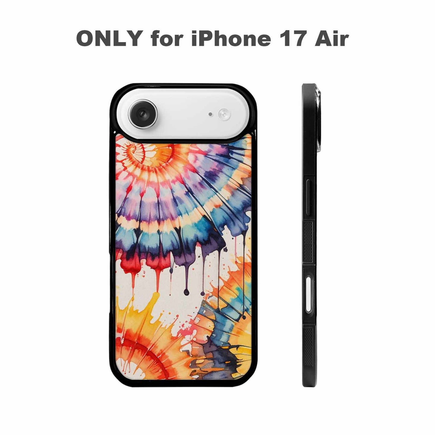 iPhone 17 Air Case — Tie Dye Swirls Black Red Tie, Customized Protective Case