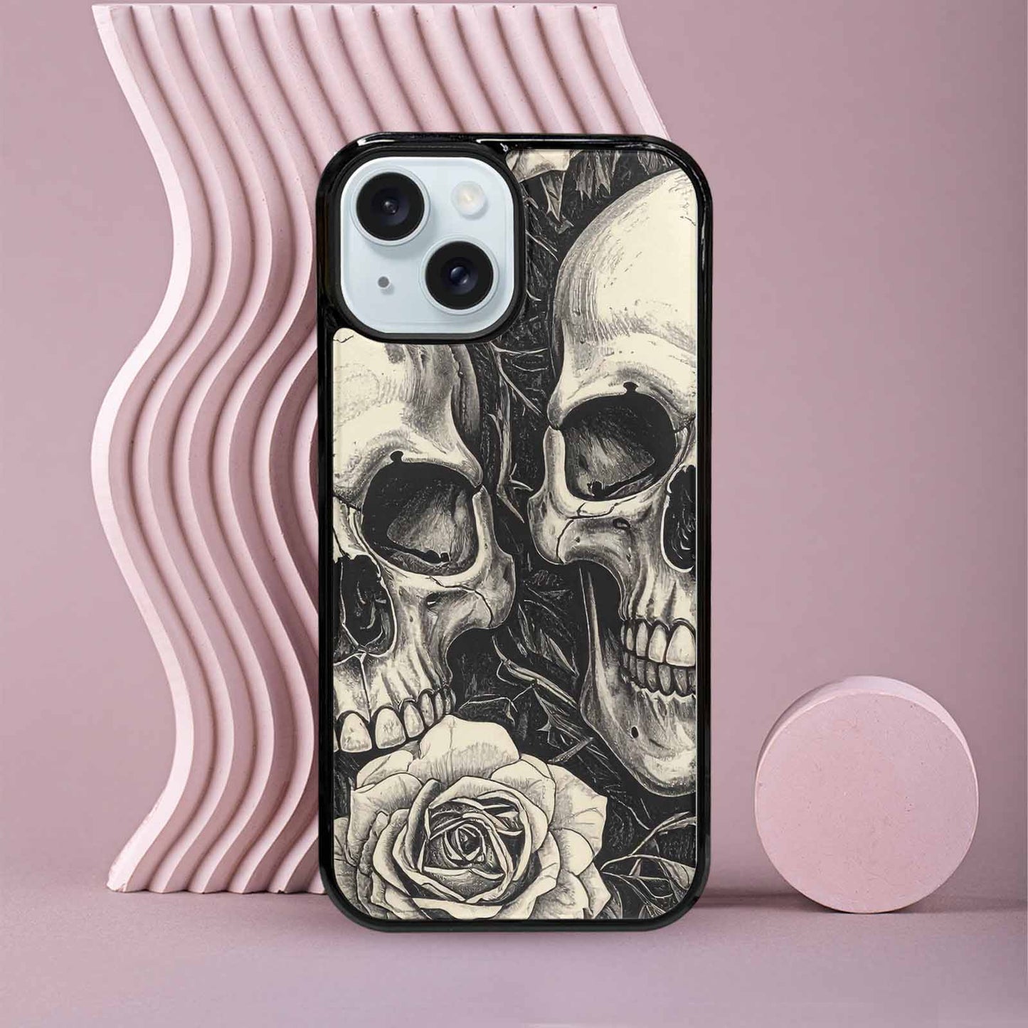 iPhone 15 Case — 20 Skulls Overlapping Seamless Tileable Pattern, Customized Protective Case
